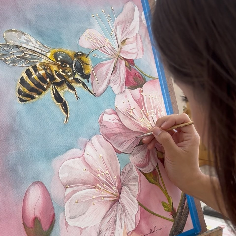 Pintando flores en acuarela